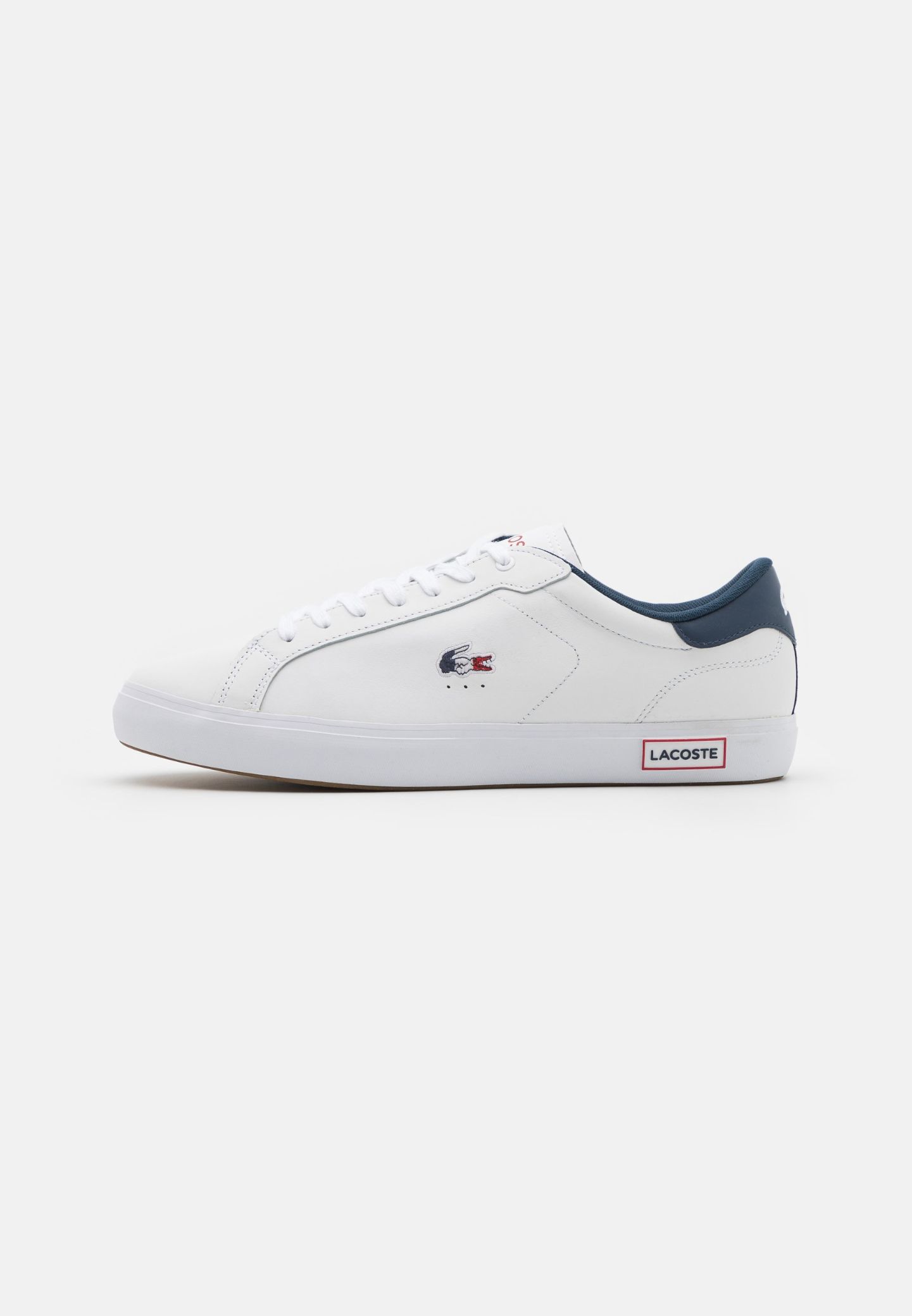 DEPORTIVO MENS LACOSTE POWERCOURT LEATHER TRICOLOR SNEAKERS WHITE / NAVY / RED