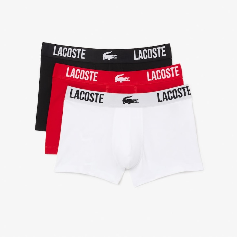 PACK 3 CALZONCILLOS LACOSTE TRUNK NEGRO / ROJO / BLANCO