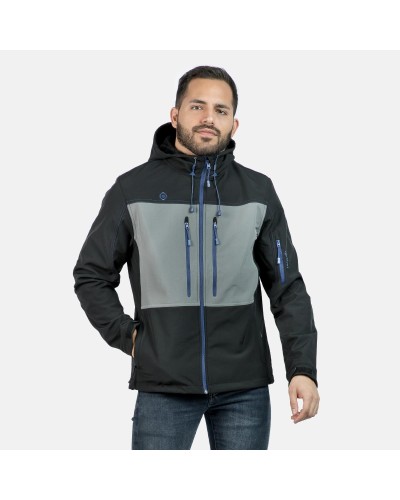 CHAQUETA KONKA SOFTSHELL BLACK / DARK GREY / ROYAL