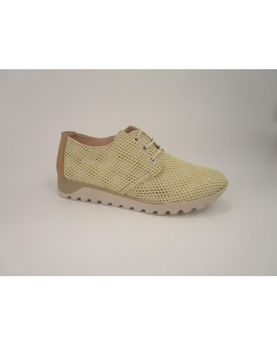 ZAPATO CASUAL PIEL ROBERTA BEIGE PISE MERKEL BLANCO-DORADO