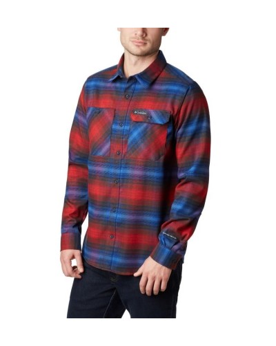 CAMISA OUTDOOR ELEMENTS STRETCH FLANNEL 95% POLYESTER 5% ELASTANE Omni-SHADE UPF 50 Omni-WICK RED JASPER PLAID