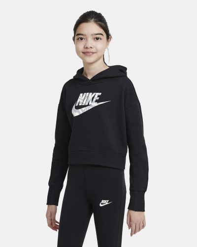 SUDADERA CAPUCHA G NSW CROP HOODIE FILL GIRLS NEGRO