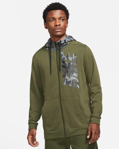 SUDADERA CAPUCHA Nike Dri-FIT Mens Full-Zip Camo Tr FA21 VERDE