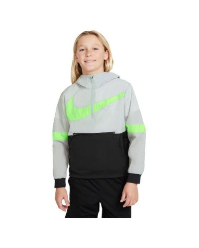 SUDADERA CORTAVIENTOS CAPUCHA NIKE CROSSOVER BIG KIDS PULL HO21 GRIS VOLT