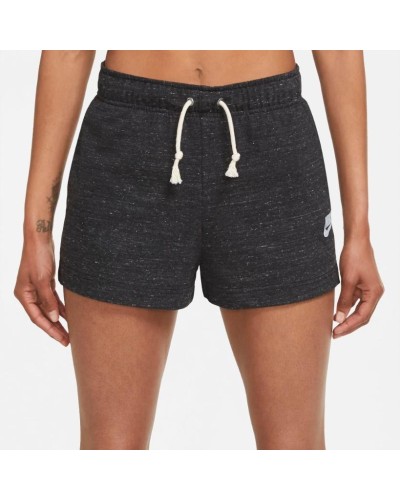 PANTALON CORTO Nike Sportswear Gym Vintage Women´s NEGRO/BLANCO CUERPO 50% ALGODÓN 50% POLIÉSTER BOLSILLOS 100% ALGODÓN DOBLADIL