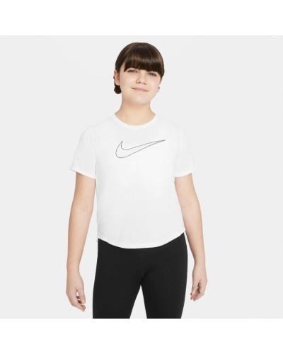 CAMISETA MANGA CORTA NIKE DRI-FIT ONE BIG KIDS BLANCO / NEGRO