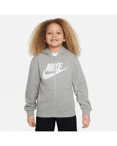 SUDADERA NIKE SPORTSWEAR CLUB FLEECE BIG KID GRIS / BLANCO