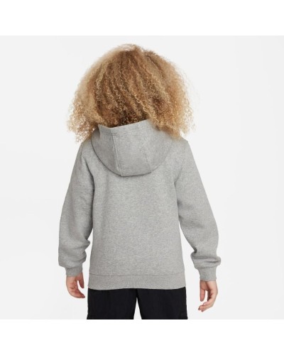 SUDADERA NIKE SPORTSWEAR CLUB FLEECE BIG KID GRIS / BLANCO
