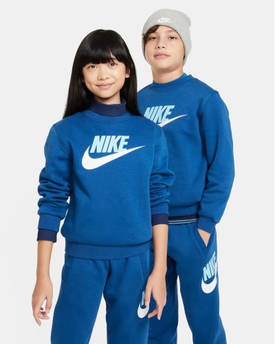 SUDADERA NIKE CLUB FLEECE BIG KIDS SWEATSHIRT AZUL / BLANCO