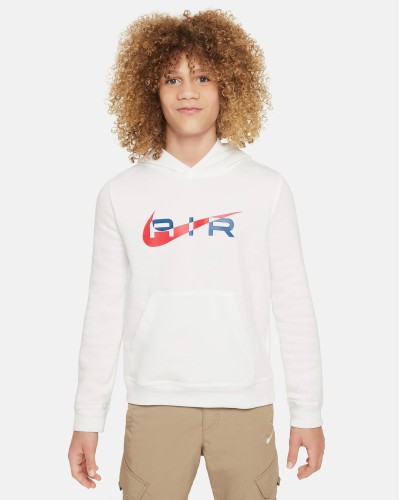 SUDADERA NIKE AIR BIG KIDS PULLOVER FLEECE HOODIE BLANCO