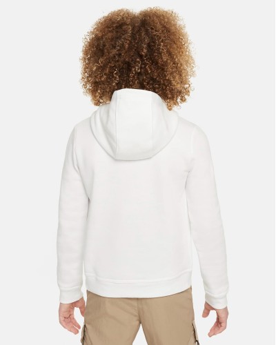 SUDADERA NIKE AIR BIG KIDS PULLOVER FLEECE HOODIE BLANCO