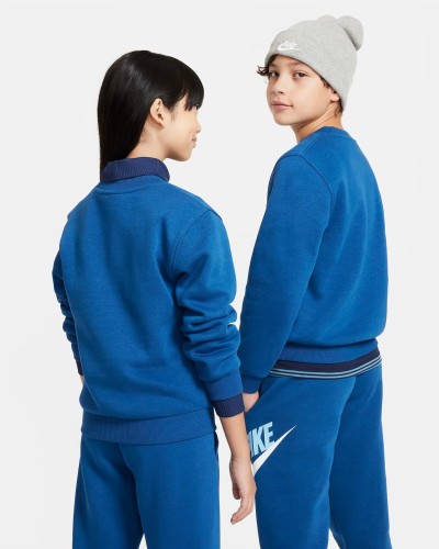SUDADERA NIKE CLUB FLEECE BIG KIDS SWEATSHIRT AZUL / BLANCO