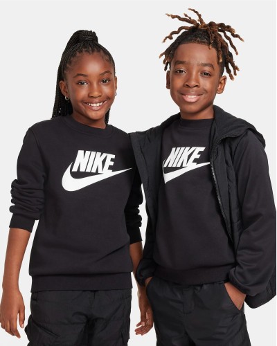 SUDADERA NIKE SPORTSWEAR CLUB FLEECE BIG KIDS NEGRO / BLANCO