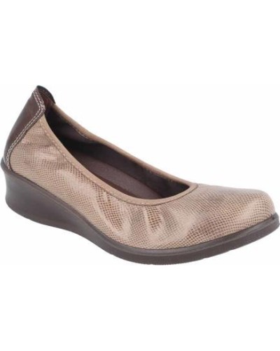 ZAPATO CUÑA BAJA PLANTILLA EXTRAIBLE PIEL FANTASIA TAUPE