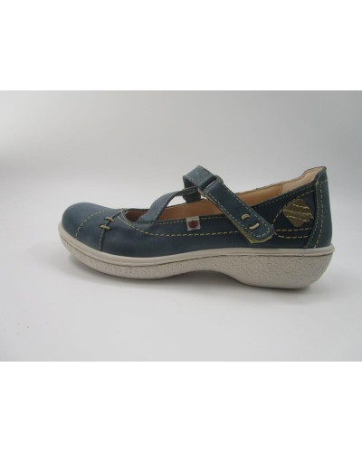 ZAPATO CUÑA BAJA PLANTILLA EXTRAÍBLE PIEL NAPA CERA JEANS