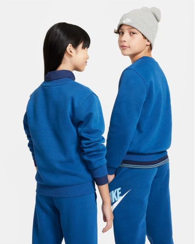 SUDADERA NIKE CLUB FLEECE BIG KIDS SWEATSHIRT AZUL / BLANCO