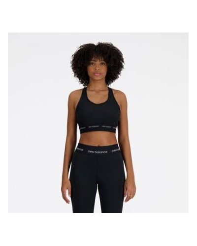TOP NEW BALANCE SLEEK MEDIUM SUPPORT SPORTS BRA BLACK