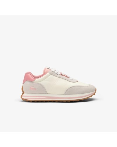 DEPORTIVO WOMENS L-SPIN STRIPE SOLE TEXTILE SNEAKERS OFF WHITE / PINK