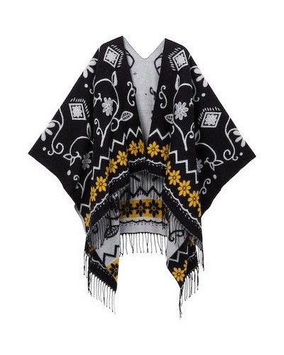 PONCHO BARBARO ACRYLIC/POLYESTER NEGRO