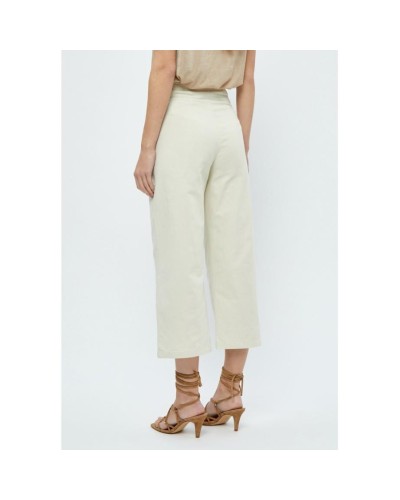 PANTALÓN LARGO CALI HIGH WAISTED WIDE PANT 100% ALGODÓN WHITE PEONY