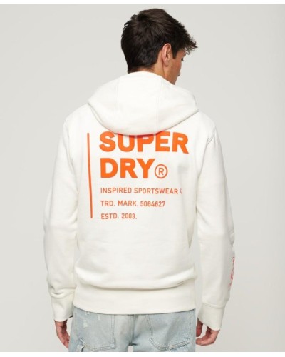 SUDADERA SUELTA CON CAPUCHA Y LOGOTIPO UTILITY SPORT BLANCO TIZA NUEVO