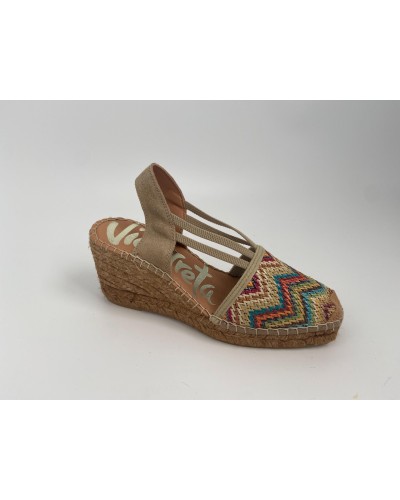 SANDALIA CUÑA VALENCIANA ELÁSTICOS MISSONI ZIGZAG MULTICOLOR MATISSE 5C TOSTADO