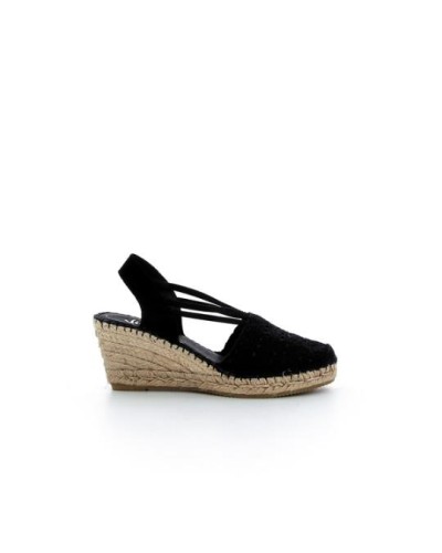 SANDALIAS CUÑA VALENCIANA GANCHILLO NEGRO 3C CLAVEL NATURAL