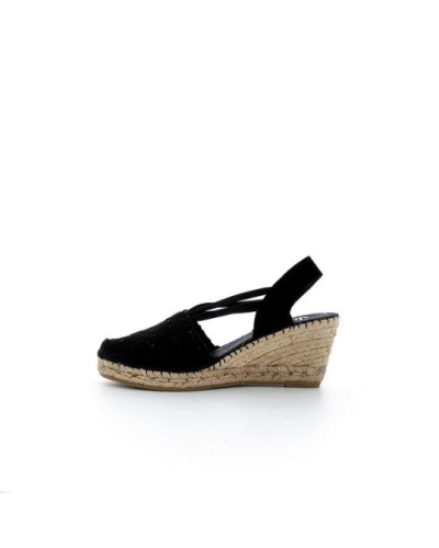 SANDALIAS CUÑA VALENCIANA GANCHILLO NEGRO 3C CLAVEL NATURAL