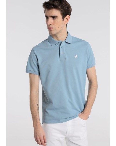 POLO PIQUE FILIPINO-CLASSIC MANGA CORTA ALGODON AZUL CLARO