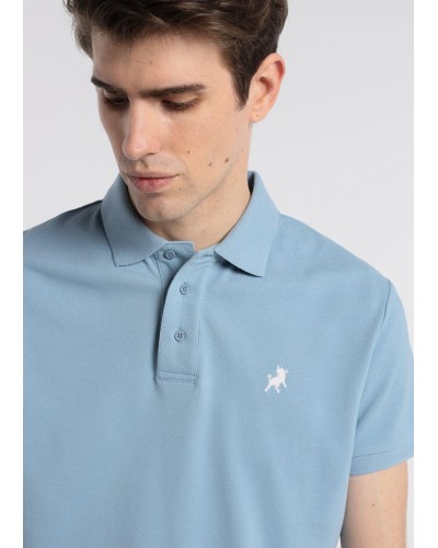 POLO PIQUE FILIPINO-CLASSIC MANGA CORTA ALGODON AZUL CLARO