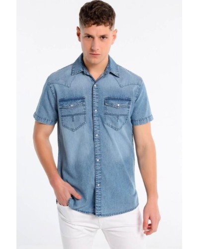 CAMISA VAQUERA MANGA CORTA BLADE-NEMO DENIM CLARO