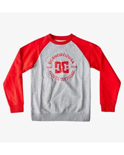 SUDADERA DC STAR PILOT RAGLAN CREW BOY GREY/RED