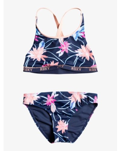 BIQUINI ROXY SPORTY GIRL CROP TOP SET 82.0% Recycled Polyester, 18.0% Elastane MOOD INDIGO RG FLORAL FLOW