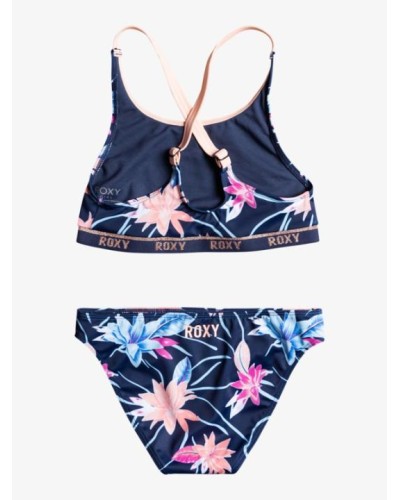 BIQUINI ROXY SPORTY GIRL CROP TOP SET 82.0% Recycled Polyester, 18.0% Elastane MOOD INDIGO RG FLORAL FLOW