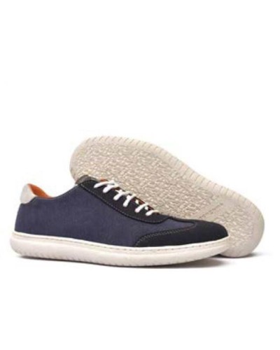 ZAPATO SUEDE-LONA OCEAN-MARINO ECO PORCELANA PARTE EXTERIOR TEXTIL PARTE INTERIOR MICROFIBRA SUELA CAUCHO CIERRE CORDONES