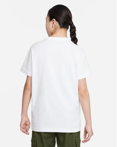 CAMISETA MANGA CORTA NIKE SPORTSWEAR BIG KIDS BLANCO / NEGRO