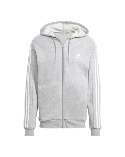 SUDADERA CAPUCHA ESSENTIALS FLEECE 3-STRIPES MEDIUM GREY HEATHER