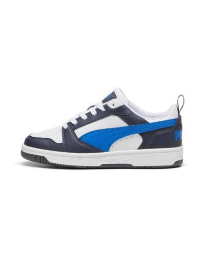 DEPORTIVO PUMA REBOUND V6 LO JUNIOR BLANCO / AZUL / GRIS