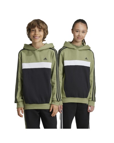 SUDADERA CAPUCHA TIBERIO COLORBLOCK FLEECE 3 STRIPES TENT GREEN / BLACK / WHITE