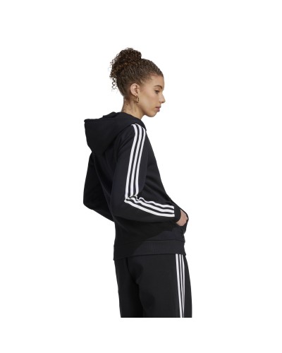 SUDADERA CAPUCHA ESSENTIALS FLEECE 3 STRIPES BLACK / WHITE