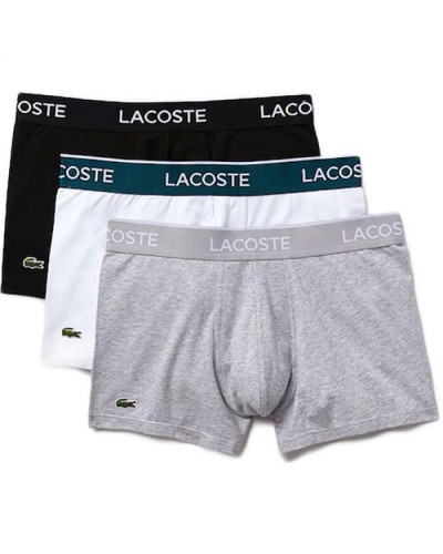 PACK 3 CALZONCILLOS LACOSTE TRUNK NEGRO / BLANCO / GRIS VIGORÉ