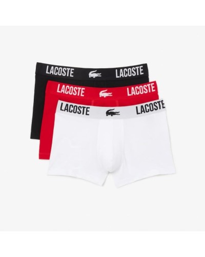 PACK 3 CALZONCILLOS LACOSTE TRUNK NEGRO / ROJO / BLANCO