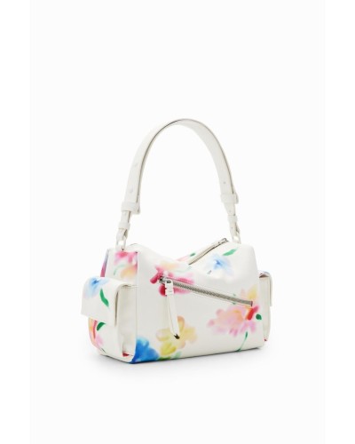 BOLSO LIQUID FLOWER HABANA BLANCO ROTO