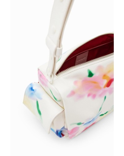 BOLSO LIQUID FLOWER HABANA BLANCO ROTO