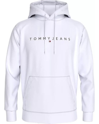 SUDADERA CAPUCHA TOMMY JEANS MAN REG LINEAR LOGO HOODIE EXT WHITE