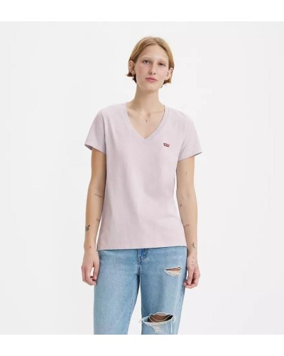 CAMISETA MANGA CORTA PERFECT V-NECK MAUVE CHALK