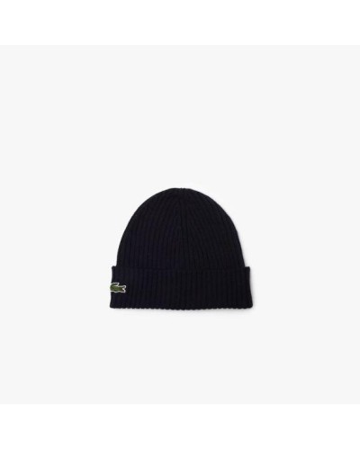 GORRO DE PUNTO LACOSTE KNITTED CAP 100% LANA NAVY BLUE