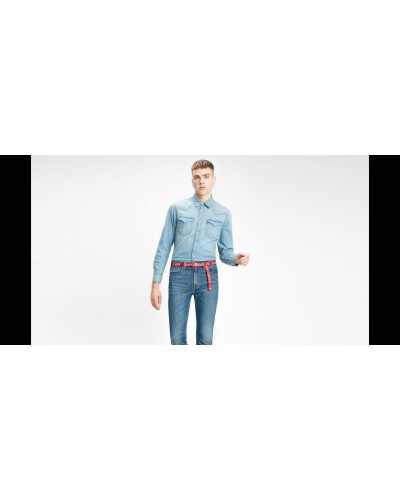 CAMISA MANGA LARGA LEVIS® MENS BARSTOW WESTERN SHIRT - RED CAST STONE 100% ALGODÓN CORTE NORMAL Y LIGERAMENTE HOLGADO DARK BLUE