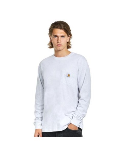 CAMISETA MANGA LARGA L/S Pocket T-Shirt 100%Cotton Single Jersey Ash Heather