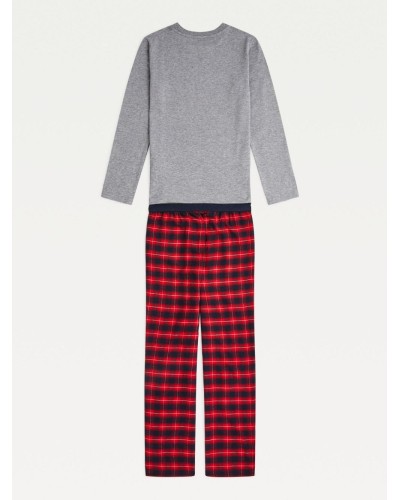 PIJAMA LS WOVEN PANT SET GREY HT/OMBRE PLAID